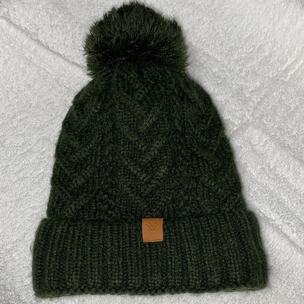 Vortex Dark Green Knit Pom-Pom Beanie